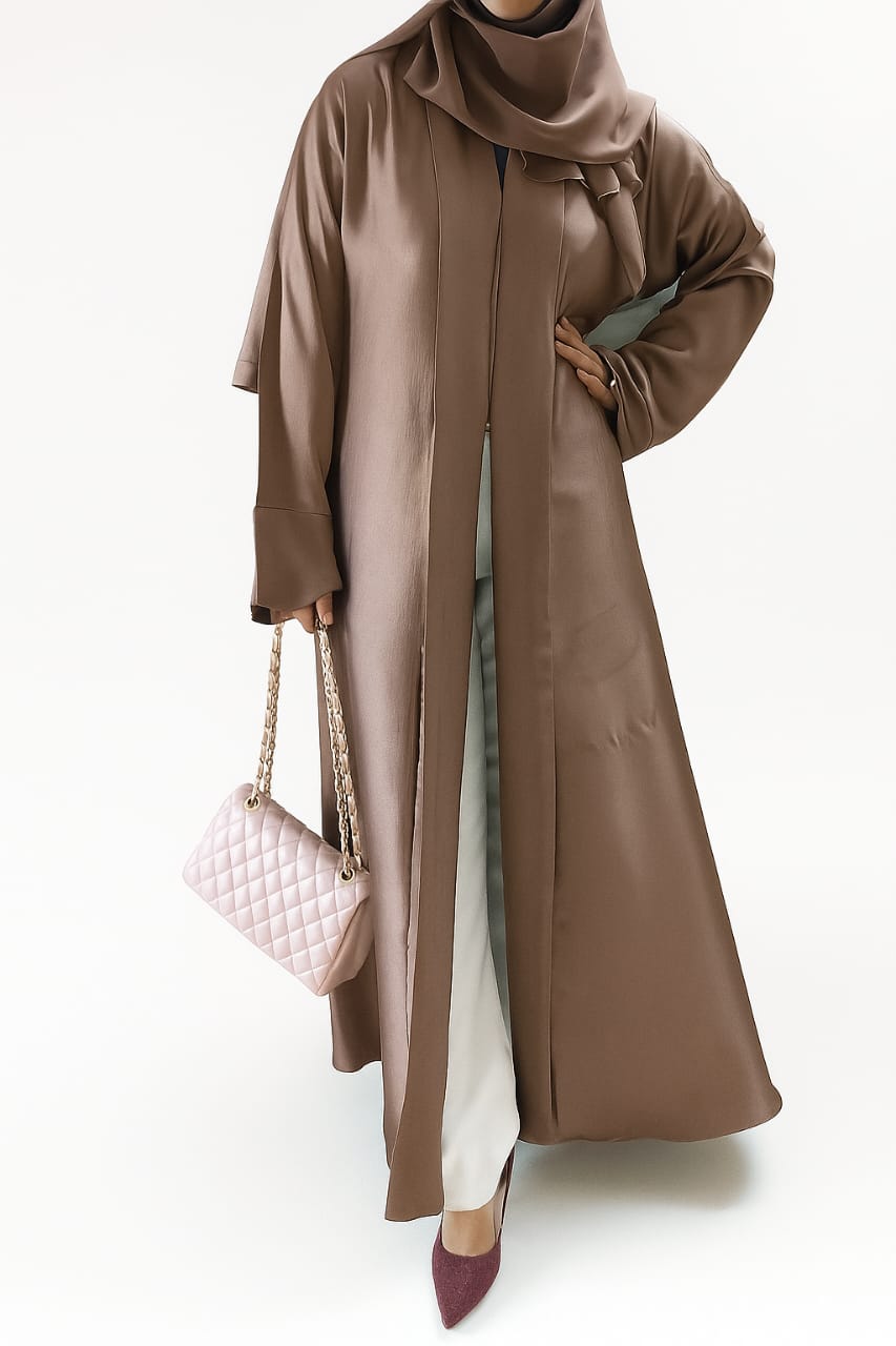 Lux front open with belt Abaya