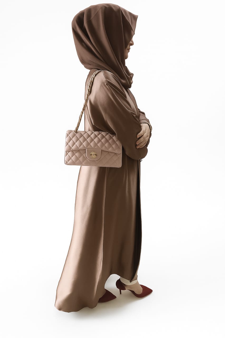 Lux front open with belt Abaya