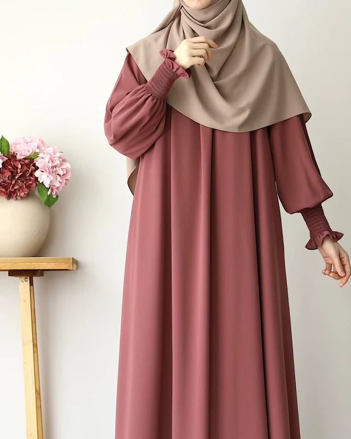 Royal Gold basic Round neck Abaya