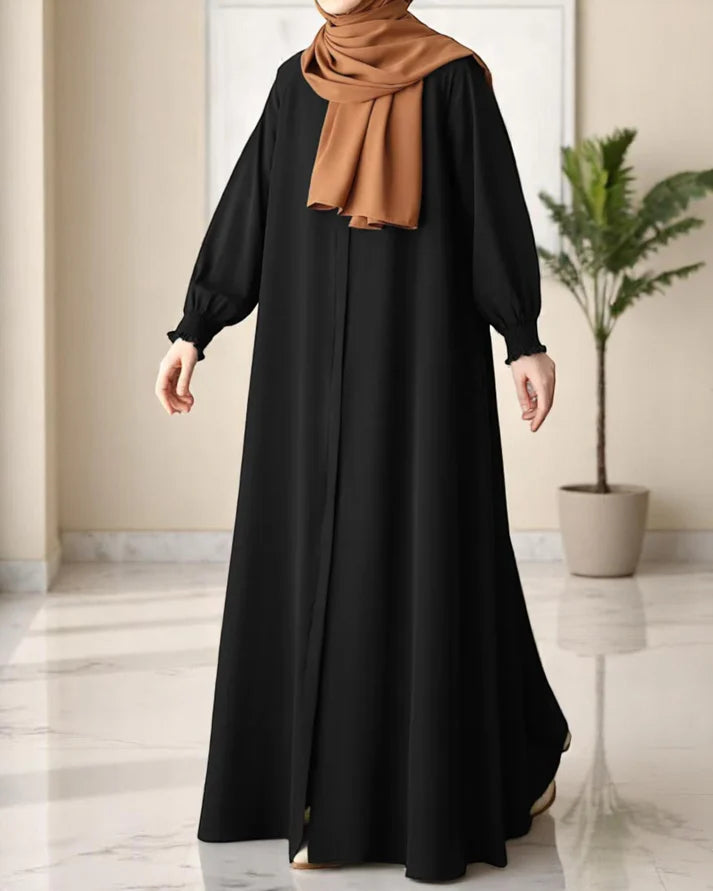 Front Open Abaya with black Zipper