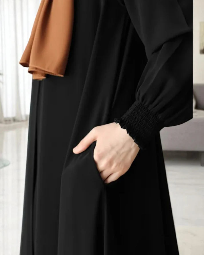 Front Open Abaya with black Zipper