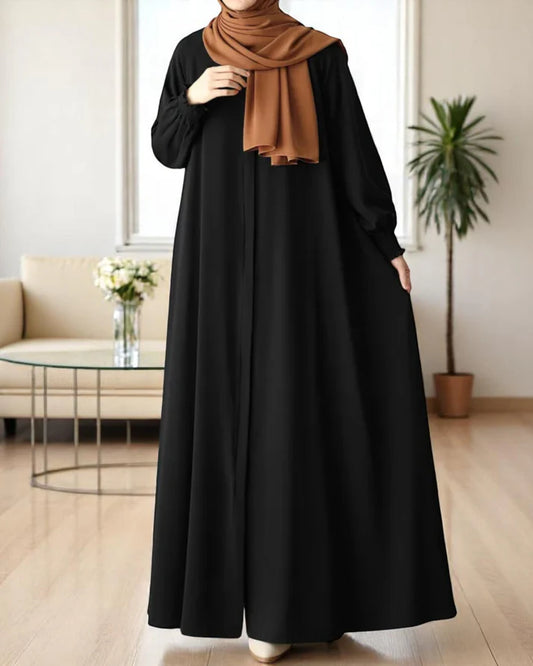 Front Open Abaya with black Zipper