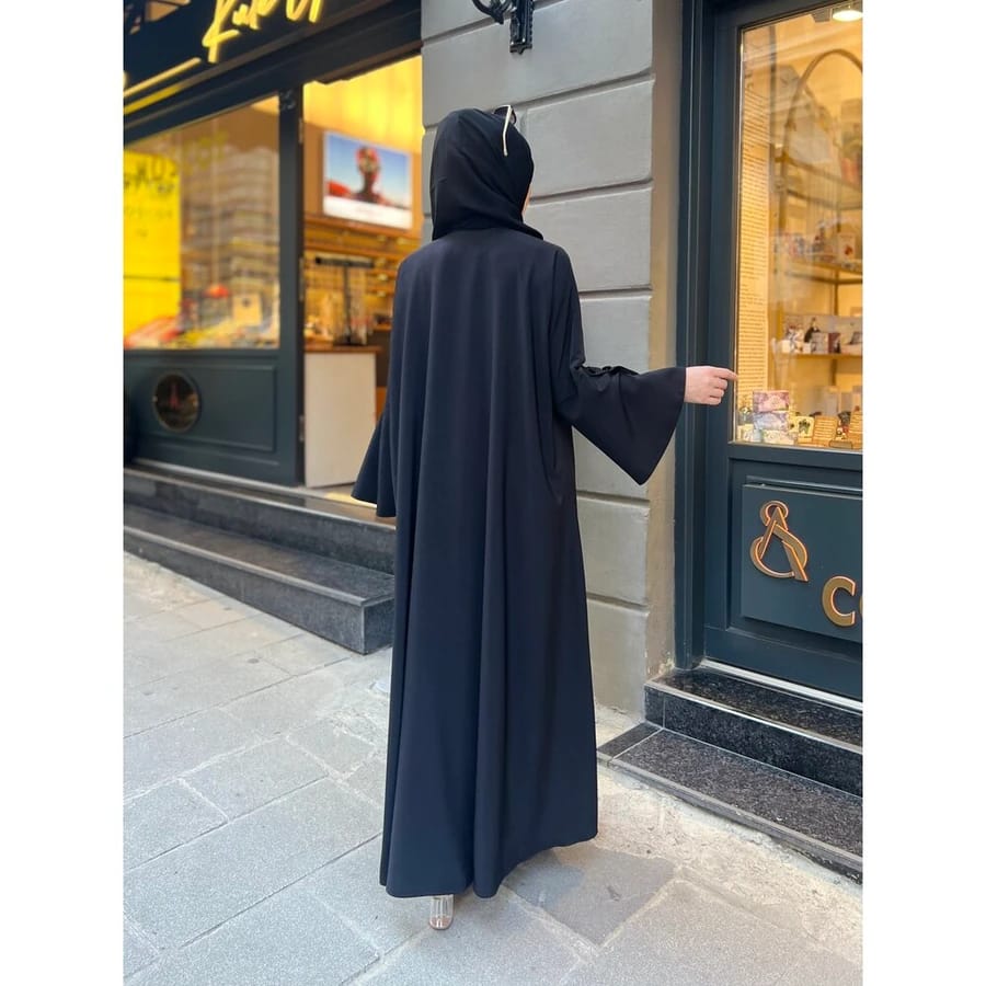 Apple-Cut Sleeve Black Abaya