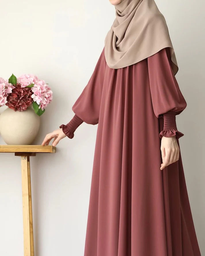 Royal Gold basic Round neck Abaya
